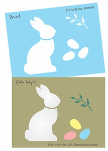Joanie Stencil Prim Bunny Spring Easter Egg Country Willow Vine DIY Craft Signs - Picture 1 of 9