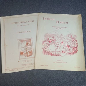 Vtg LITTLE INDIAN CHIEF & Indian Dance Piano Lessons Sheet Music USA EUC - Picture 1 of 11