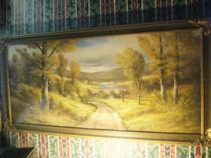 Spectacular Antique Signed GUNDERSON Pastel Very Large 43"x21" Great Shape - Picture 1 of 10