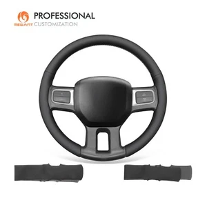 MEWANT DIY Black Genuine Leather Steering Wheel Cover for Dodge RAM 2500 2009 - Foto 1 di 9