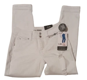 Pantalones de mezclilla para mujer Royalty Wanna Betta Butt talla 6 ajustados de altura media blancos rasgados al tobillo - Imagen 1 de 9