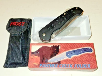 Panther Creek Folder Knife Frost Cutlery 15-7775B w/ Pouch 4 1/2 Inch Stainless - Image 1 of 2