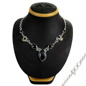 Mothers Day Deal Pietersite Bezel Cluster Necklace Jewelry 925 Sterling Silver - Imagen 1 de 5