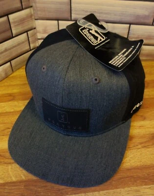 PGA Tour Pro Series Golf Hat Strapback Leather Logo Black & Gray NEW NWT - Image 1 of 4