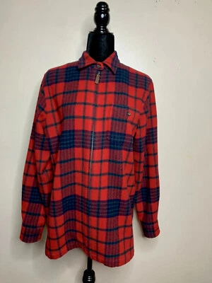 复古 Ralph Lauren 绿色标签羊毛格子格子拉链谷仓夹克夹克,尺寸 M — 第 1/4 张图片