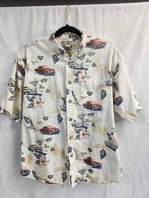 Boca Classics Mens Size Medium Hawaiian Classic Cars Palm Tree Button Up F82 - Image 1 of 4