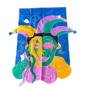 Evergreen Garden Flag Mardi Gras Jester 43”x37” Gold Purple Green May Spring - Picture 1 of 3