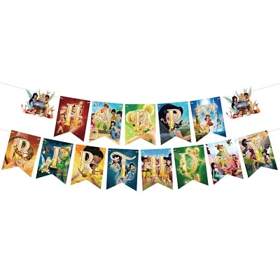 Bandera Disney Tinker Bell Hada Bunting Peter Pan Cumpleaños Fiesta Decoración Bandera Foto 1 de 3