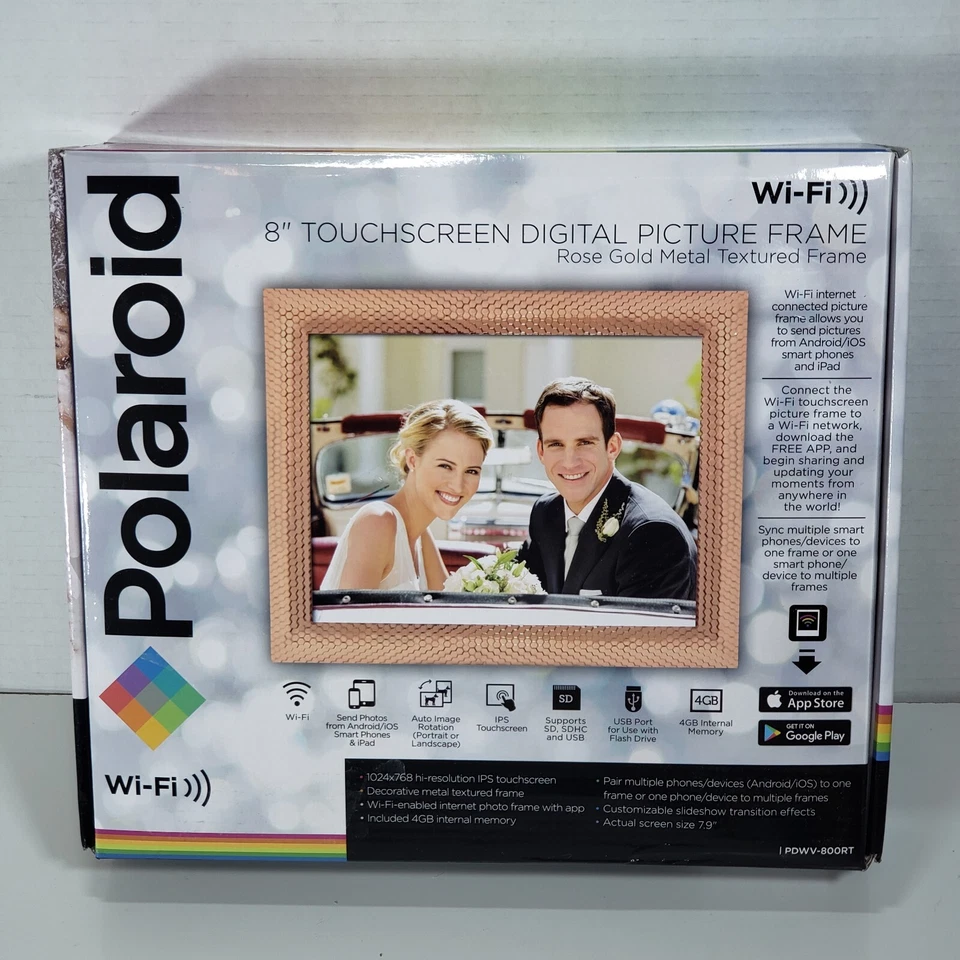 Polaroid PDWV 800RT Digital Photo Frame Rose Gold w/WiFi 4GB Memory New Open Box - Image 1 of 4