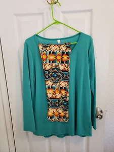 Lularoe NWT Lynnae L Large Green Plain solid Aztec RARE & Matching TC Leggings  - Picture 1 of 6