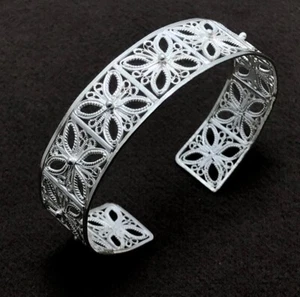 Handmade Filigree Bracelet Jewelry Made of Sterling Silver - Picture 1 of 1