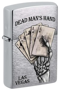 Zippo Las Vegas, Dead Man's Hand Lighter, Brushed Chrome NEW IN BOX - Picture 1 of 1