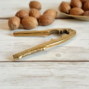 Vintage Solid Brass Nutcracker 16cm Gold Kitchen Tool Collectible Gift - Picture 1 of 9