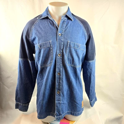 Pepe Jeans Shirt Mens Medium Blue Denim Button Up Pocket Casual Heavyweight - Image 1 of 4