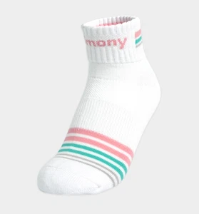 Kimony Women’s Mid Crew Sports Socks 5 Pairs White Pink NWT KSSN501-L2 - Picture 1 of 6
