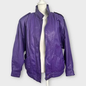 Chaqueta de Cuero Púrpura Vintage Años 80/90 G-III Talla S Hecha en Corea - Imagen 1 de 12