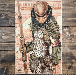 Predator 2 1990 City Hunter Yautja 11x17 Print Signed Artist Chris Oz Fulton! - Picture 1 of 2