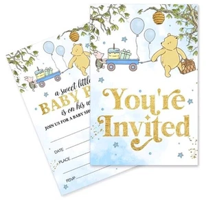 Pooh Bear Baby Shower Invitations Pooh Bear Baby Boy Shower Invitations, 20 Pack - Picture 1 of 4
