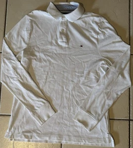 Mens Tommy Hilfiger White Long Sleeve Polo Shirt Size Small - Imagen 1 de 8