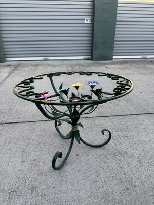 Metal Hand Painted Side Accent Table - Image 1 of 3
