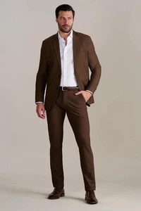 Twillory Air Blazer 42R + Pants 34/32 Suit Brown $450 MSRP Performance Tailored - Picture 1 of 5