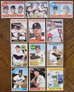 (12) 1960s TOPPS BASEBALL HOF/STAR CARDS LOLICH RC, ROBINSON LOWER GRADE READ - Picture 1 of 24