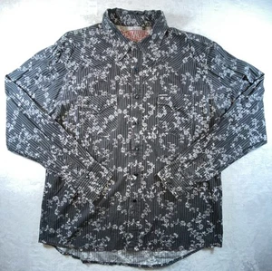 Southern Thread Shirt Mens XL Gray Striped Western Floral Pearl Snaps Rockabilly - Picture 1 of 24