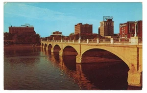 Waterloo Iowa Skyline Cedar River Russell Lamson Waterloo Savings Postcard - Picture 1 of 2