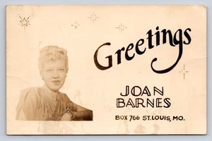 RPPC Postcard Portrait Real Photo Joan Barnes St Louis MO Woman Headshot Manie - Picture 1 of 2