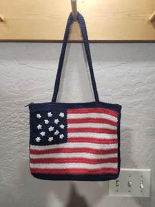 Chateau Handmade Crotched American Flag Purse Patriotic - Picture 1 of 8