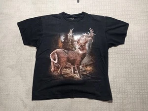 Vintage 1993 3D Emblem Big Buck Nature T-Shirt Herren Gr. XL schwarz verblasst Einzelnaht - Bild 1 von 11