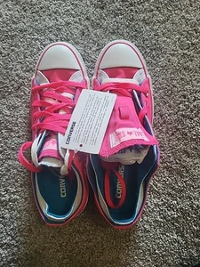 Converse CT All Star Unisex Adult Double Upper Ox Sneakers Blue White Pink M6 W8 - Picture 1 of 6