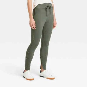 XL - Womens Drawstring High Waisted Lounge Leggings - A New Day - Olive - Picture 1 of 7