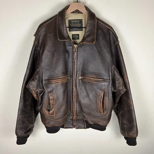 Chaqueta de bombardero de vuelo G-2 de cuero Sporty's Pilot Shop de colección hecha en EE. UU. talla 46 - Imagen 1 de 22