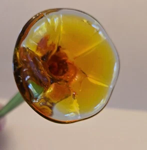 Murano Stil langer Stiel Blütentöne Bernstein grüner Stiel 10,75" langer Herbstfarben - Bild 1 von 9