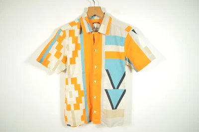 PENFIELD _ MEN'S SHORT SLEEVE SUMMER GEO PRINT APRICOT REGULAR SHIRT _ size XS - Image 1 of 3