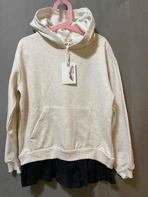 NWT Jessica Simpson Girl Long Sleeve Hooded Brushed Sweatshirt SZ L (10) Oatmeal - Image 1 of 4
