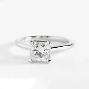 2Ct Princess-Cut VVS1 Moissanite Solitaire Engagement Ring 14K White Gold Plated - Picture 1 of 3