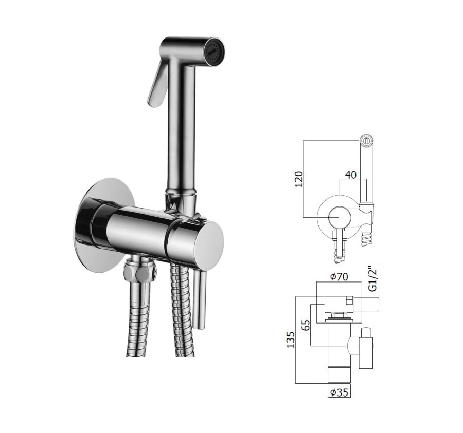 SET BIDET IDROSCOPINO MISCELATORE INCASSO TONDO COMPLETO PAFFONI ZDUP110CR
