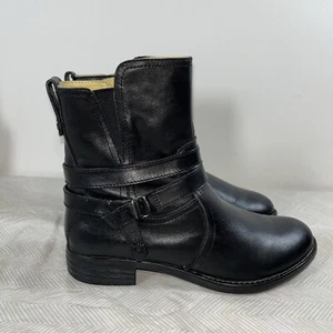 Bussola Damen Trapani Riemchen Reitstiefeletten Reißverschluss schwarz Leder Gr. 37 Moto Y2K - Bild 1 von 19