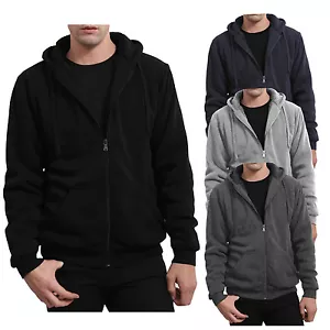 NE PEOPLE Herren solide leichte Langarm Wolle gefüttert Reißverschluss Hoodie Jacke NEMJ21 - Bild 1 von 33