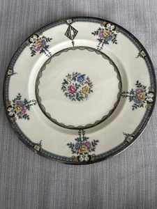 12 Krone Löwe Elfenbein Teller Hutschenreuther Selb Bayern Silberüberfang 10,75" - Bild 1 von 6