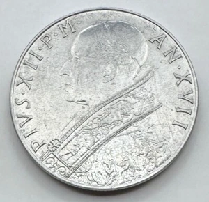 1955 Vatican L100 XVII Coin - Italy - Only 1,300,000 Minted - Italian - Pope - Picture 1 of 4