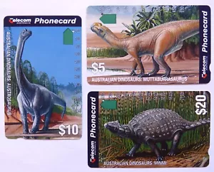 1990s TELECOM (Used) Australian Phonecards: AUSTRALIAN DINOSAURS (Set - 3) - Picture 1 of 2