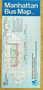 NEW YORK CITY MaBSTOA 1987 MANHATTAN BUS MAP - Picture 1 of 2