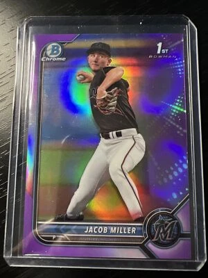 JACOB MILLER 1st 2022 Bowman Chrome Draft PURPLE REFRACTOR #/250 Rookie RC - Image 1 of 2