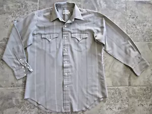 Camisa De Colección H Bar C Ranchwear Para Hombre 16 33 Grande Gris Perla Broches a Rayas EE. UU. - Imagen 1 de 5