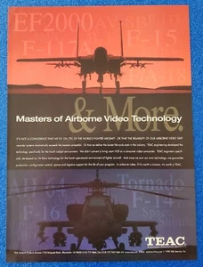 1998 TEAC AIRBORNE PRODUCTS PRINT AD F-15 FIGHTER JET & AH-64 APACHE HELICOPTER - Bild 1 von 1