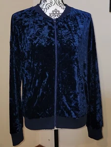 Roper Bomber Womens Navy Polyester Crushed Velvet Jacket NWT MEDIUM - Picture 1 of 1