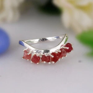 Authentic Raw Ruby Dainty Ring 925 Sterling Silver Healing Ring Jewelry Gift - Picture 1 of 5
